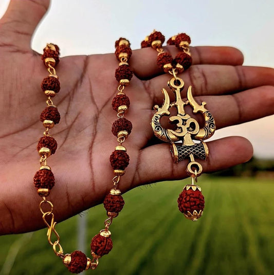 Gleaming Men's Gold-Plated Rudraksha Chain – Festive Wear by VMKOR (Pack of 1)