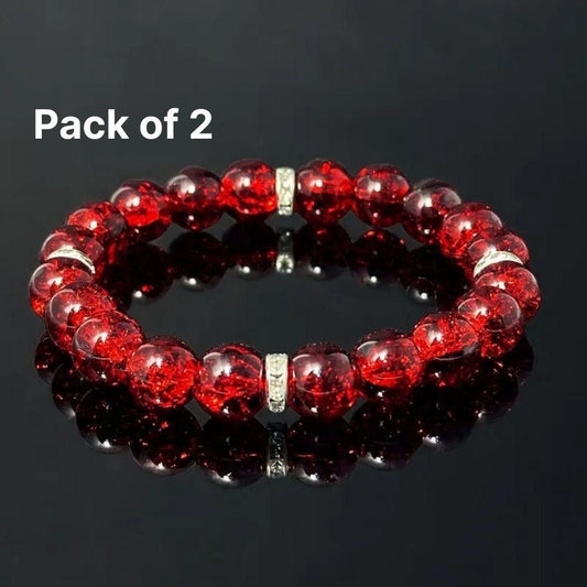 A Piece of Wealth & Abundance – Red Crystal Stretch Bracelet (Unisex, Pack of 2)