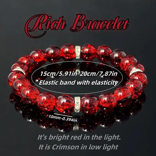 A Piece of Wealth & Abundance – Red Crystal Stretch Bracelet (Unisex, Pack of 2)