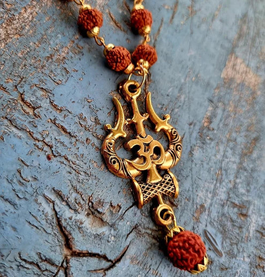 Gleaming Men's Gold-Plated Rudraksha Chain – Festive Wear by VMKOR (Pack of 1)