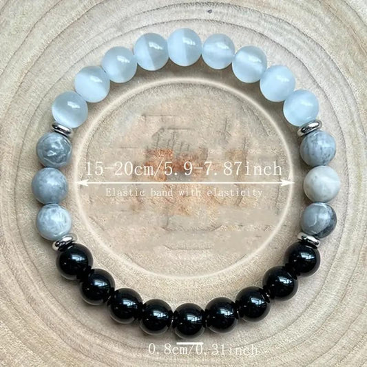 Elegant Women's Protection Bracelet – Moonstone &amp; Hematite (Pack of 2)