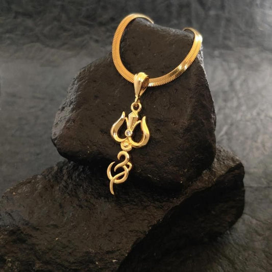 Gold Plated Trishul Pendant with Chain – Divine Symbol of Mahadev’s Power (Pack of 1)