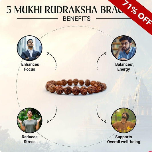 5 Mukhi Rudraksha Bracelet – Pack of 1 (Original & Energized)