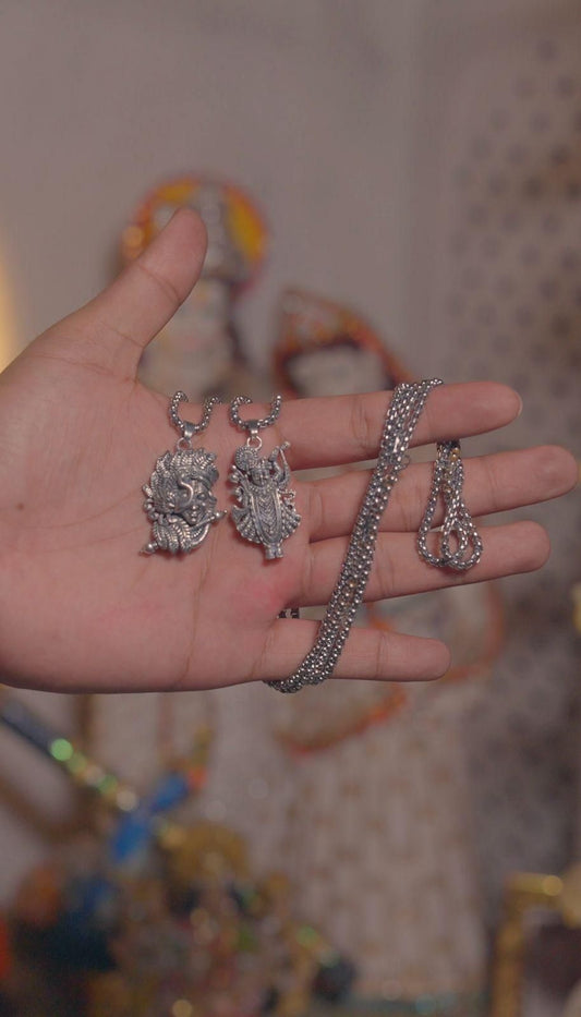 Krishna & Shreenath ji Pendant with Chain – Buy 1 Get 1 Free (Pack of 2)