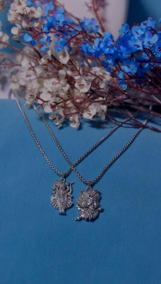 Krishna & Shreenath ji Pendant with Chain – Buy 1 Get 1 Free (Pack of 2)