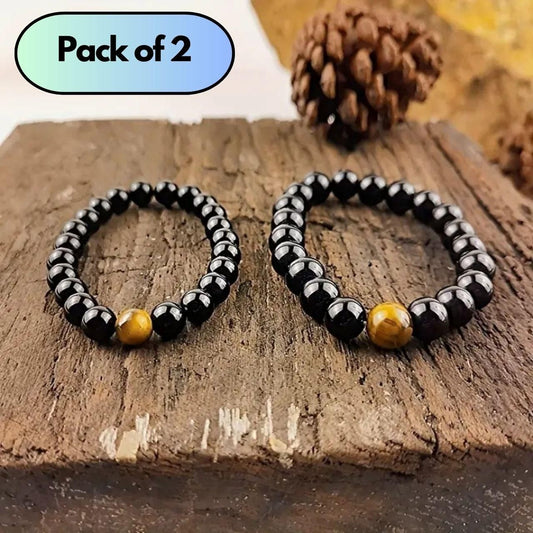 Crystal Black Tourmaline & Tiger Eye Bracelet – Pack of 2